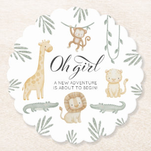 Mooie waterverf safari jungle Oh meisje baby showe Kartonnen Onderzetters