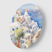 Mooie Waterverf Santorini Griekenland Reizen Grote Klok (Hoek)