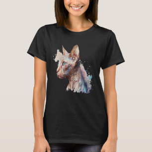 Mooie Waterverf Sphynx kattenportret T-shirt