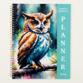 Mooie Waterverf Splash Style Uil Planner (Voorkant)