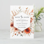 Mooie Waterverf Terracotta bruiloft Save The Date (Staand voorkant)