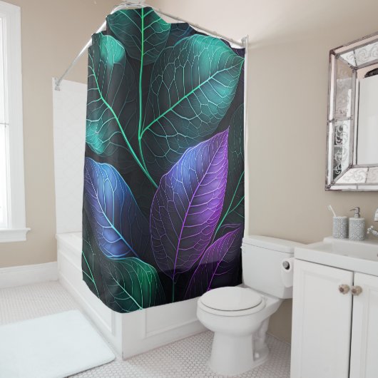 Mooie Waterverf tropisch gebladerte Douchegordijn (In situ)