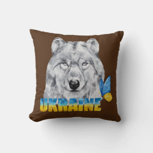 Mooie waterverf Ukraine wolf en vlinder Kussen