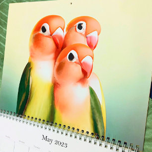Mooie Waterverf van Lovebird Bird Cute Pet Parrot Kalender