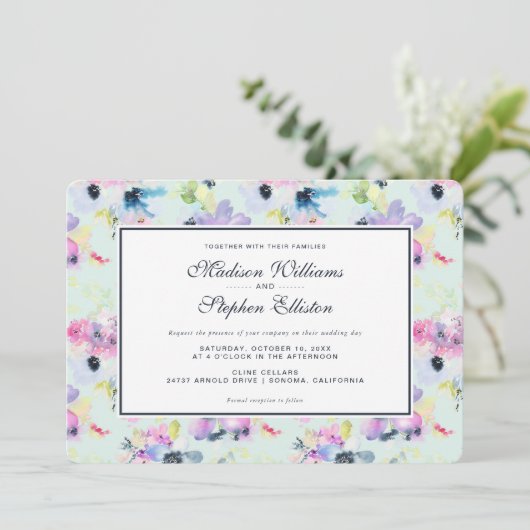 Mooie Waterverf van parelflora - bruiloft Kaart (Staand voorkant)