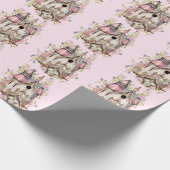 Mooie waterverf vogelhuisje in Victoriaanse stijl Cadeaupapier (Hoek)