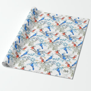 Mooie Waterverf vogels en oliepatroon Cadeaupapier
