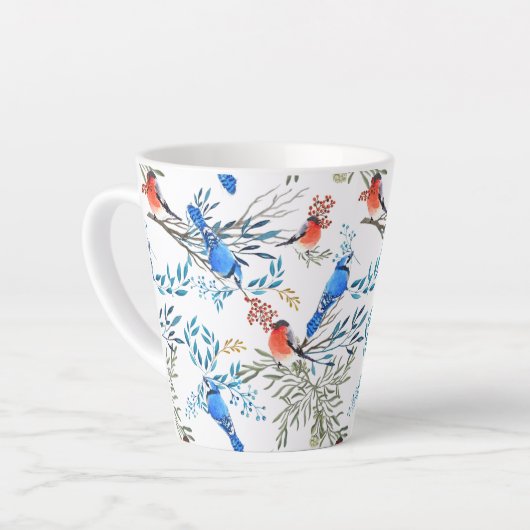 Mooie Waterverf vogels en oliepatroon Latte Mok (Linkerhoek)