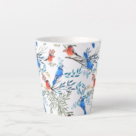 Mooie Waterverf vogels en oliepatroon Latte Mok (Voorkant)