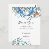 Mooie Waterverf vogels en olievlek Dank u wel Briefkaart (Voorkant / Achterkant)