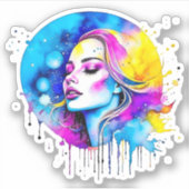 Mooie Waterverf vrouw Abstract Sticker (Voorkant)