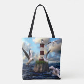 Mooie Waterverf vuurtoren Tote Bag (Achterkant)
