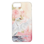 Mooie Waterverf White Swan en Rozen Case-Mate iPhone Case (Achterkant)