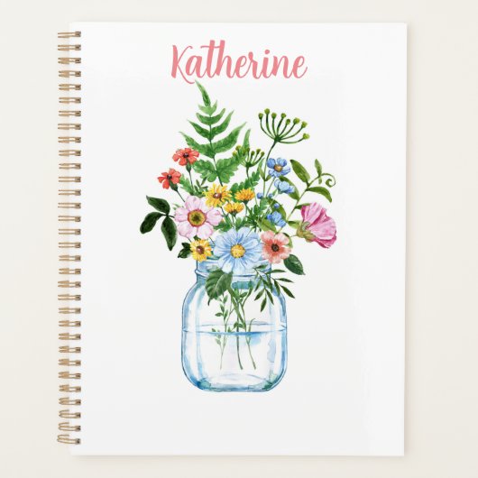 Mooie Waterverf Wildbloemen Aangepaste Christelijk Planner (Voorkant)