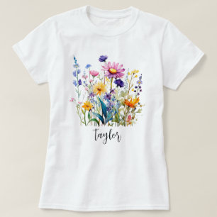 Mooie Waterverf Wilde bloem Botanische tuin T-shirt