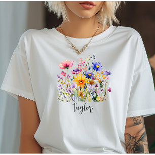 Mooie Waterverf Wilde bloem Botanische tuin T-shirt