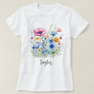 Mooie Waterverf Wilde bloem Botanische tuin T-shirt