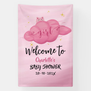 Mooie Waterverf Wolk Baby Meisje Shower Banner
