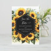 Mooie Waterverf Zonnebloem bruiloft Save The Date (Staand voorkant)