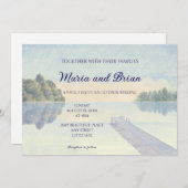 Mooie waterverf zonsondergang meer bruiloft kaart (Voorkant / Achterkant)