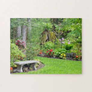 Mooie weelderige groene tuin print puzzel
