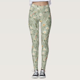 Mooie weide bloemen op groen leggings