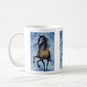 Mooie Whimsical-paarden in de sneeuwwinter Koffiemok