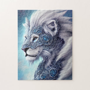 Mooie White Armored Warrior Lion Legpuzzel