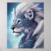 Mooie White Armored Warrior Lion Poster (Voorkant)