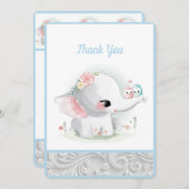 Mooie White Baby Elephant Bedankkaart (Voorkant / Achterkant)