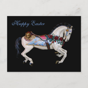 Mooie White Carrousel Horse Happy Easter Feestdagenkaart
