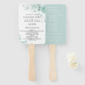 Mooie wijze greens Bloemen bruiloft programma Handwaaier (Voorkant en achterkant)