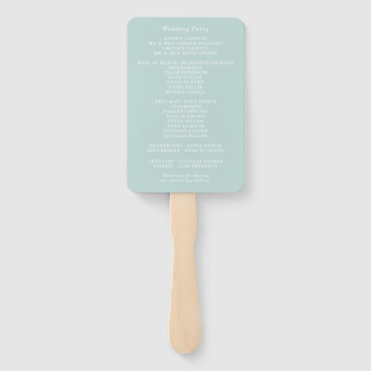 Mooie wijze greens Bloemen bruiloft programma Handwaaier (Achterkant)