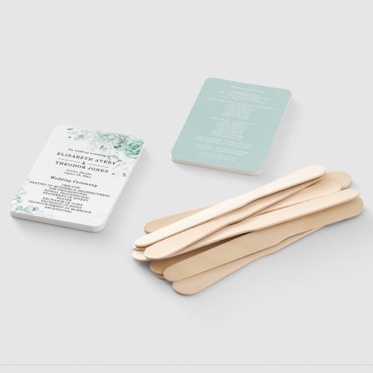 Mooie wijze greens Bloemen bruiloft programma Handwaaier (Niet-gemonteerd)