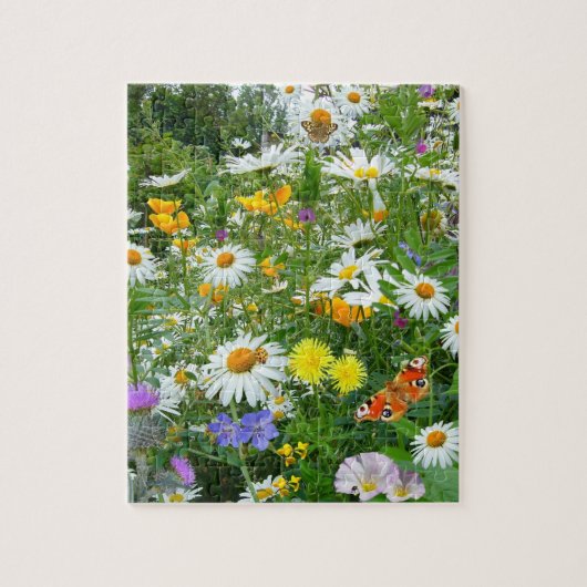 Mooie wilde bloem en vlindermeadow legpuzzel (Verticaal)