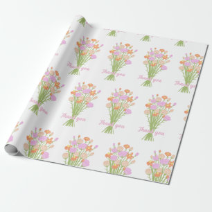 Mooie wilde bloem pastelkleurige bruiloftsdank je cadeaupapier