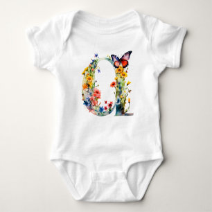 Mooie Wilde Bloem Vlinder Monogram Romper
