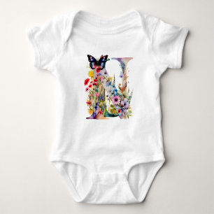 Mooie Wilde Bloem Vlinder Monogram Romper