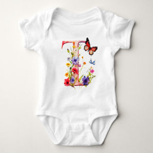 Mooie Wilde Bloem Vlinder Monogram Romper