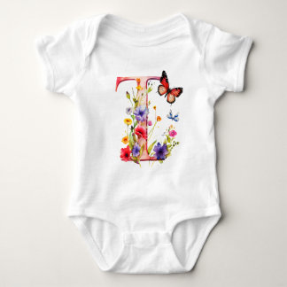 Mooie Wilde Bloem Vlinder Monogram Romper