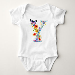 Mooie Wilde Bloem Vlinder Monogram Romper