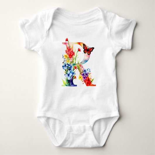 Mooie Wilde Bloem Vlinder Monogram Romper (Voorkant)