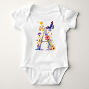Mooie Wilde Bloem Vlinder Monogram Romper