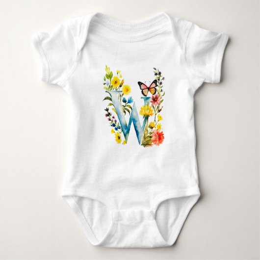Mooie Wilde Bloem Vlinder Monogram Romper (Voorkant)