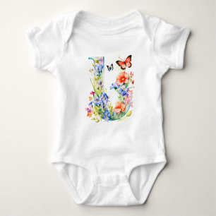 Mooie Wilde Bloem Vlinder Monogram Romper