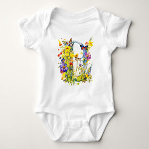 Mooie Wilde Bloem Vlinder Monogram Romper