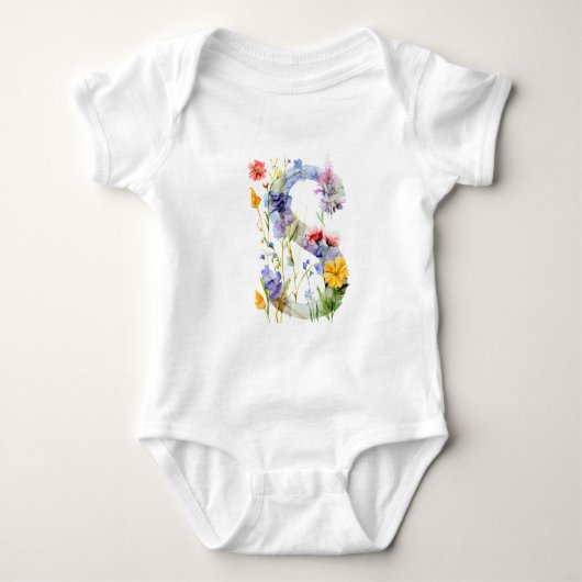 Mooie Wilde Bloem Vlinder Monogram Romper (Voorkant)