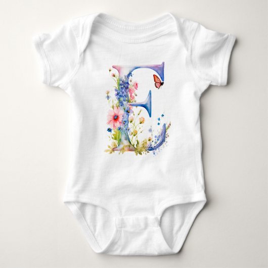 Mooie Wilde Bloem Vlinder Monogram Romper (Voorkant)