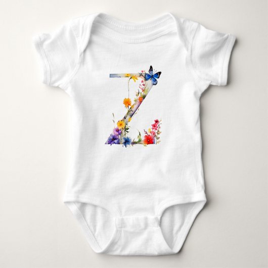 Mooie Wilde Bloem Vlinder Monogram Romper (Voorkant)