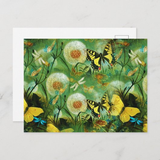 Mooie Wilde Bloemen en Vlinders Natuur Briefkaart (Voorkant / Achterkant)